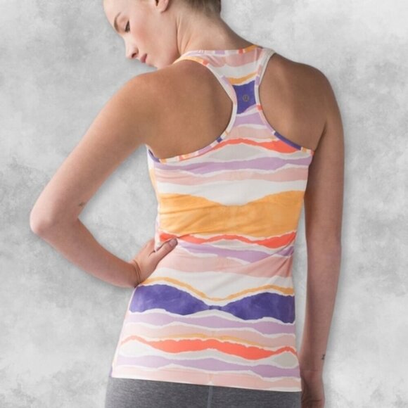 LuluLemon Tank Top Fitted Racerback Style Wavy Multi-Color Design Women' Small - Picture 3 of 6